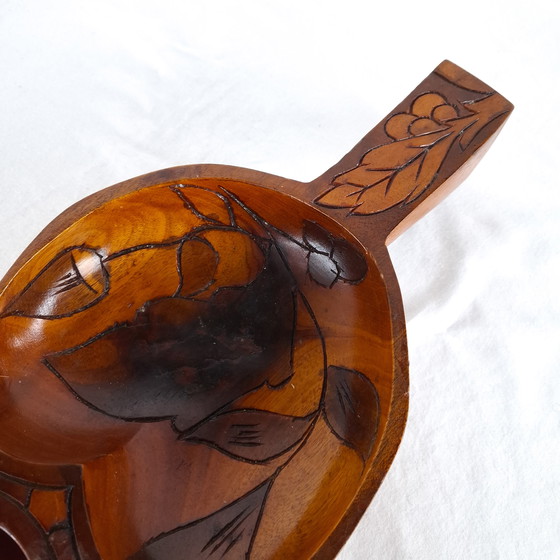 Image 1 of Vassoio porta snack in legno vintage con scomparti, anni '70