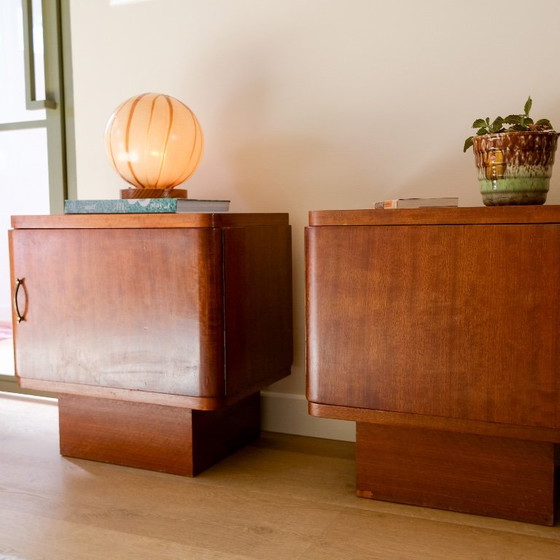 Pair of Art Deco Nightstands ‘Emma’ – Mahogany – Ca. 1935–1940 – Wood (photo 3 of 7)