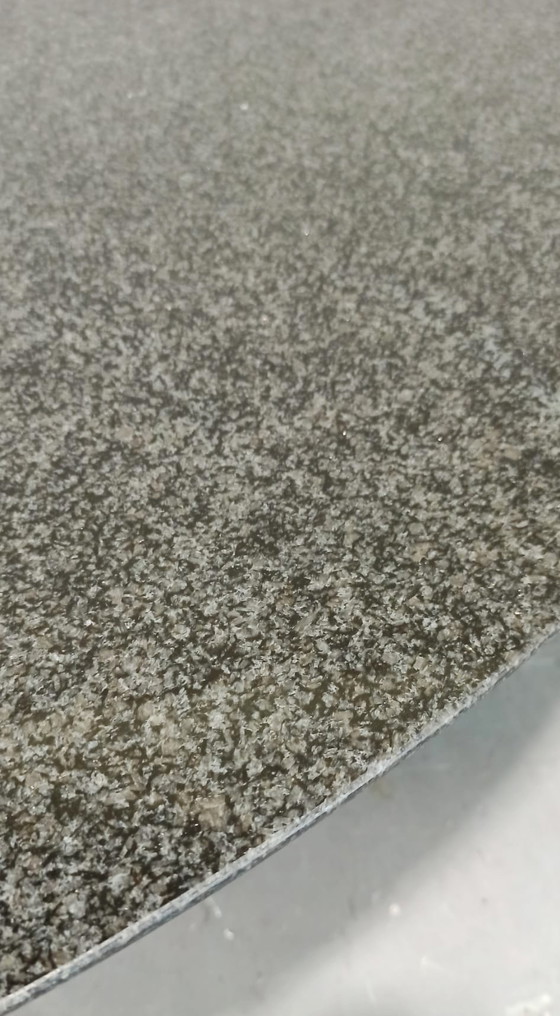 Image 1 of Postmodern round granite top coffee table 