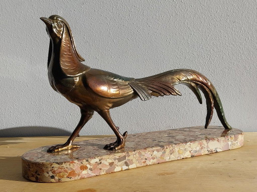 Bronze Vogel Bildhauerei auf Terrazzo-Basis