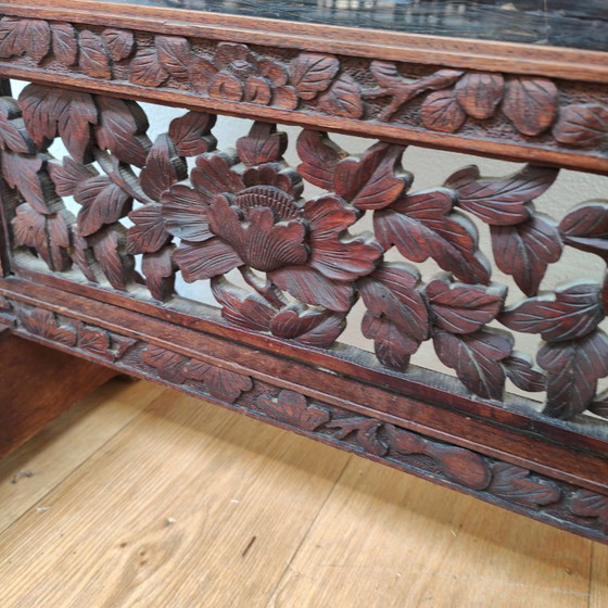 Image 1 of Paravent de cheminée ancien asiatique en bois, paravent décoratif