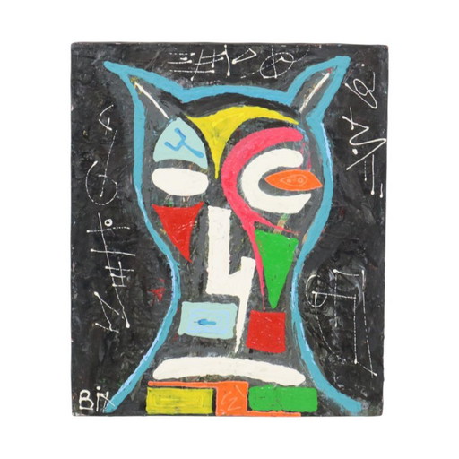 Pittura Astratta Gufo su Tela Arte Contemporanea 55cm