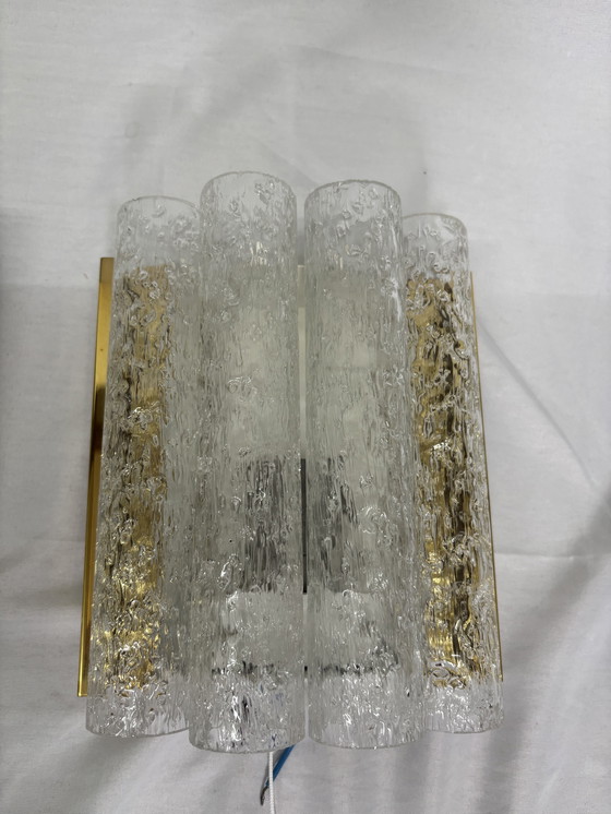 Image 1 of Ensemble d'appliques vintage Doria Leuchten tubes en verre glacé 1960