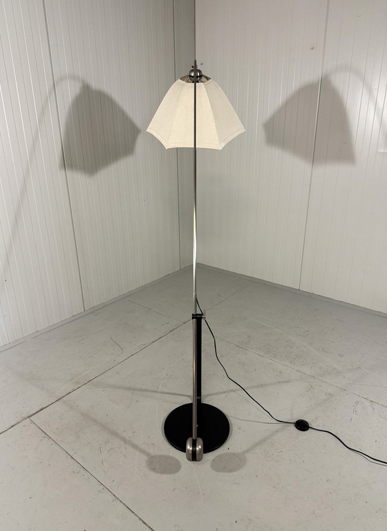 Image 1 of Fishing Rod Floor Lamp with Umbrella Lampshade 1970-80's