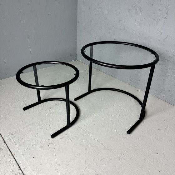 Image 1 of Set van 2 buisframe bijzettafels - postmoderne