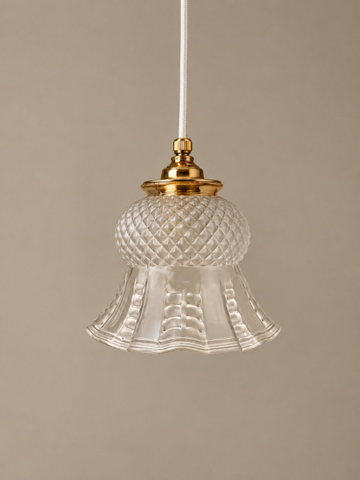 Vintage Glazen Hanglamp Met Messing Fitting – hanglampen, Glass