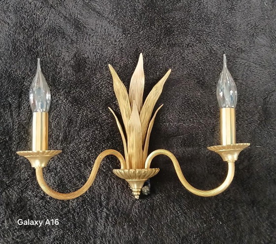 Image 1 of splendid set of 2 or 3 Maison Charles Palmier bronze wall lights