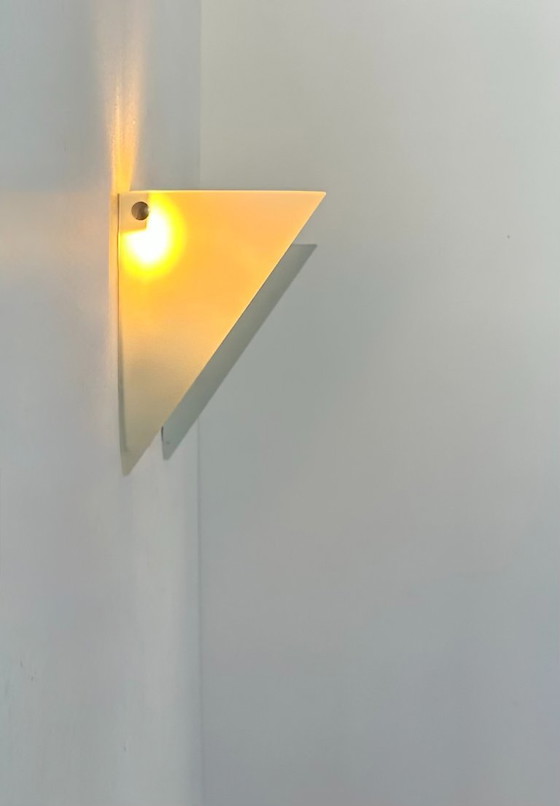 Image 1 of Pair of vintage sconces, sandblasted glass, France 1970