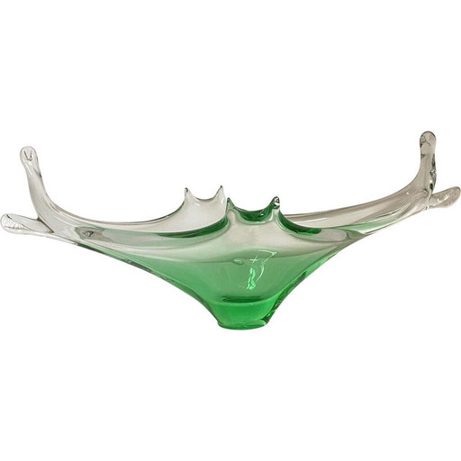 Vintage green Murano glass gondola for Cristallo Venezia Ccc, Italy 1960