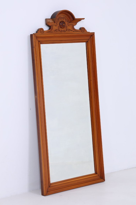 Image 1 of miroir vintage art nouveau | Mid Century miroir suspendu bois rétro #06-46