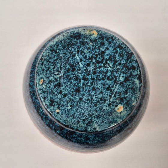 Image 1 of Vintage Accolay Crackle Glaze Ceramic Vase, Red & Blue, 1960s, Signed Accolay, 60s