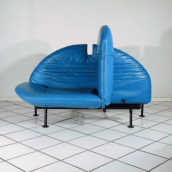 Image 1 of Sofa Loveseat turquoise leer van Walter Leeman voor Sormani, 1980