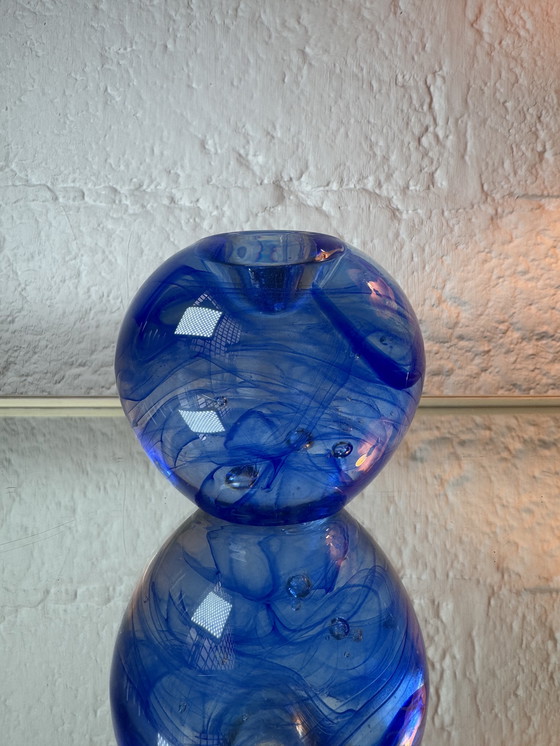 Image 1 of Kosta Boda blauer Glaskerzenständer aus den 1980er Jahren