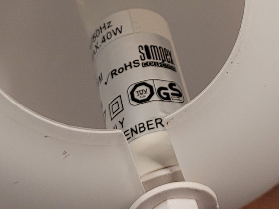 Image 1 of Lámpara de mesa esférica de cristal blanco mate Sompex, lámpara de mesa ovalada, objeto de luz