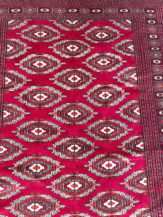 Tappeto Bukhara annodato a mano turkmeno 182x126 cm rosso Tappeto Orientale – Tappeti, Lana (photo 4 of 8)