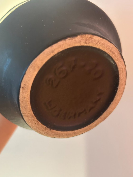 Image 1 of Lampe vase fabriquée à partir d'un vase pagode par Scheurich – début des années 1970 | Abat-jour en tissu japonais