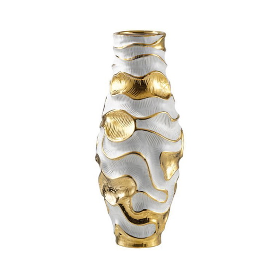 Image 1 of White and Gold Vase