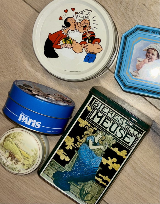 5-Piece Set European Vintage Collectible Tins – Nostalgia & Art Nouveau – Overig, Decorative Objects, Metal (photo 8 of 11)