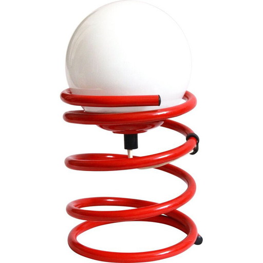 Lámpara de mesa vintage Molla roja, Italia, década de 1970