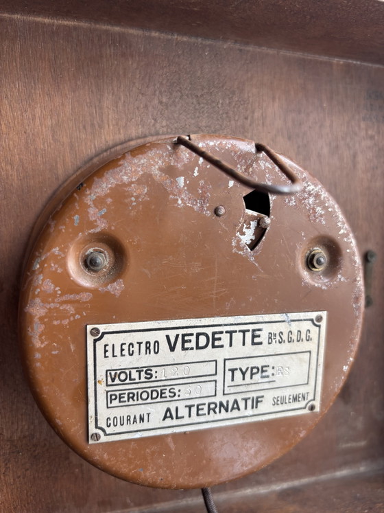Vintage Electro Vedette wandklok – Frankrijk, jaren 50 – Klokken, Wood, Brass (photo 4 of 5)
