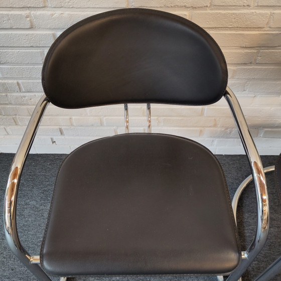 Set Van Twee Effezeta Sledestoelen – Eetkamerstoelen, Chrome, Metal (photo 6 of 12)