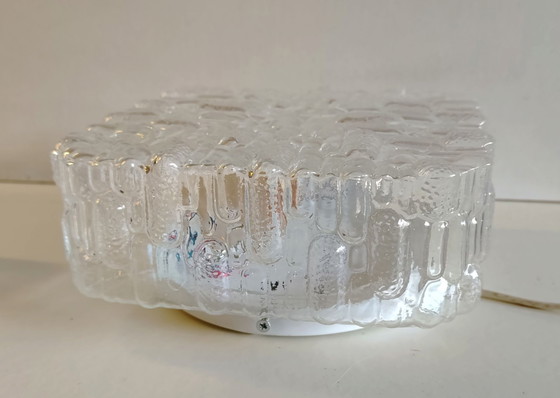 Plafonnier ou applique en verre moulé - design 70's, Transparent (photo 10 sur 10)