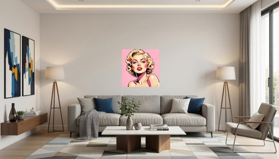 Ritratto Pop Art Marilyn Monroe - (60x60 Cm), Dipinti e disegni, Tela, Multicolore (foto 4 di 15)