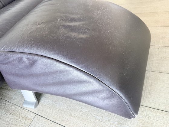 Rolf Benz Sofagarnitur 332 Und 6 Clubsessel 390 In Auberginenfarbenem Leder – Leather, Aluminium (photo 6 of 15)