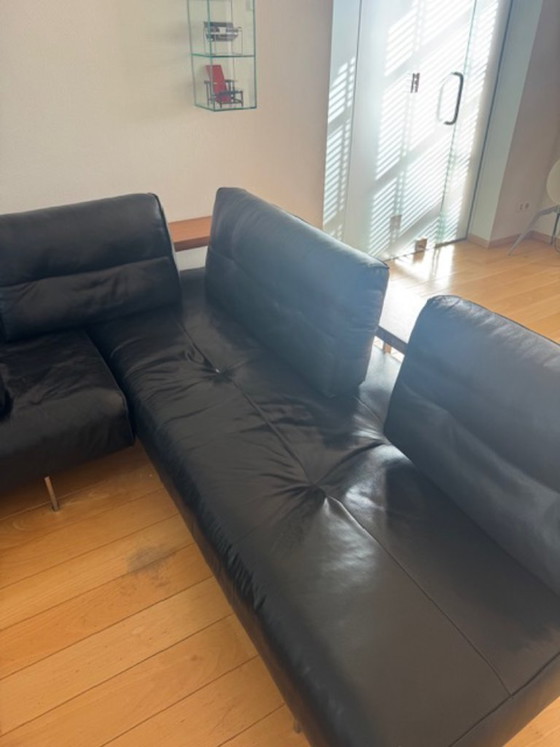 Image 1 of Divano angolare di design Rolf Benz Dono in pelle nera - noce
