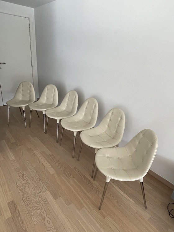 Image 1 of Set of 6 iconic Cassina Caprice 245 leather dining chairs by Philippe Starck