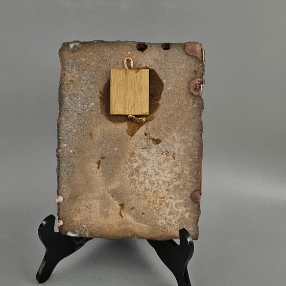 Image 1 of Vintage West-Duitse Fat Lava Muurplaquette Gemaakt Door Vulkan Keramik / Ostara Fliesen. Kleuren: Rood, Oranje, Blauw en Groen.