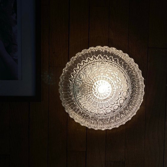 Image 1 of Lampada da parete/soffitto vintage in vetro trasparente rotondo