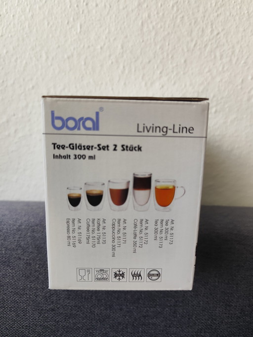 2 bicchieri a doppia parete OVP Boral Living-Line – 2 tazze ciascuno, 300 ml, borosilicato