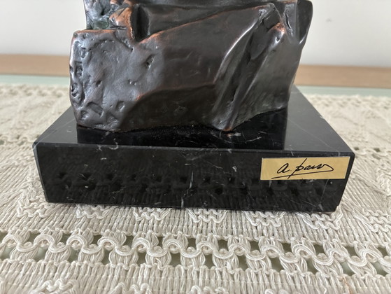 Image 1 of Paor S.A. Madrid – Buste féminin signé – Patine bronze – Socle en marbre