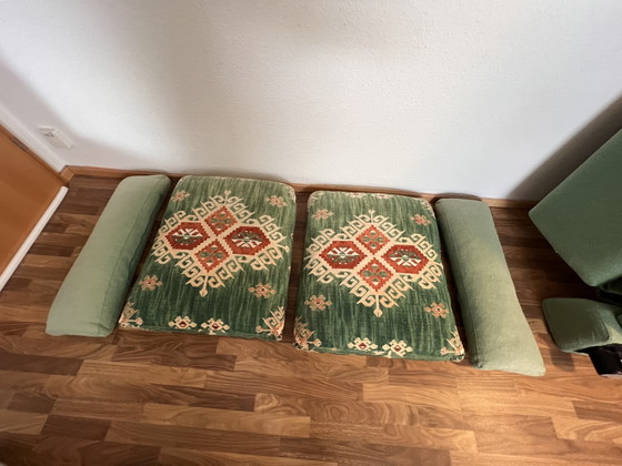 Sofá original de diseño de Giorgio Soressi (años 90) – Estilo posmoderno / Kilim – Herma, Sofás de 2 plazas (photo 9 of 12)