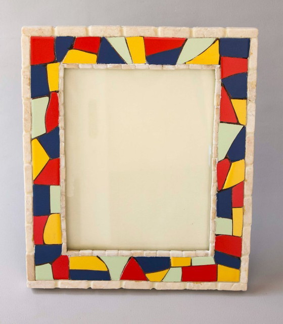 Image 1 of Fotorahmen mit einem modernistischen Trencadís-Mosaik (Gaudí, Barcelona). Handgefertigter Rahmen für Fotografien.