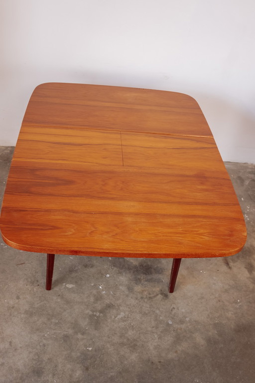 Vintage Extendable Square Dining Table With Round Corners