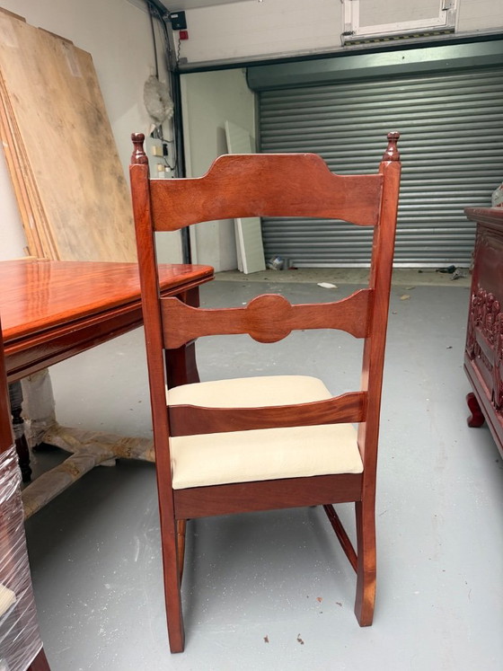 Mahoney Dinner Table With 4 Chairs – Esszimmergarnitur, Textile, Wood (photo 5 of 5)