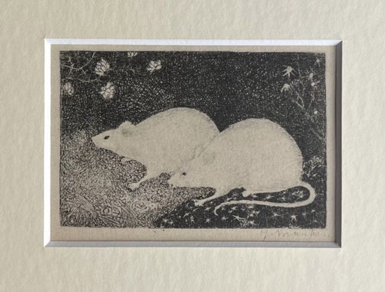 Jan Mankes 1889-1920 / Heliogravure 2 Mice 1923 – Lithographs & prints, Paper (photo 4 of 5)