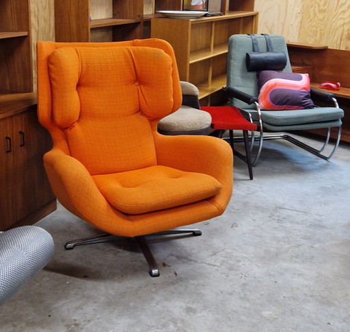 Fauteuil pivotant vintage des années 70 Fauteuil pivotant danois Fauteuil orange des années 70