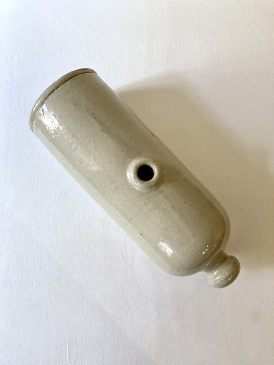 Image 1 of Antique horizontal hot water bottle in glazed stoneware, late 19th century