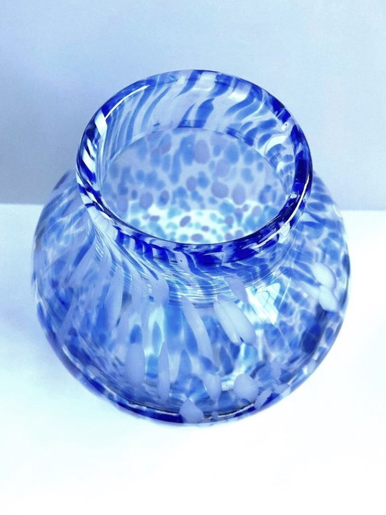 Image 1 of Elegante jarrón/portavelas Mirella Soliflore, de vidrio soplado grueso jaspeado, nuevo.