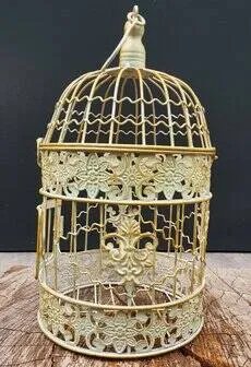 Piccola gabbia per uccelli rotonda classica in ferro battuto, Oggetti decorativi, Metallo, Verde, Rustic (foto 6 di 8)