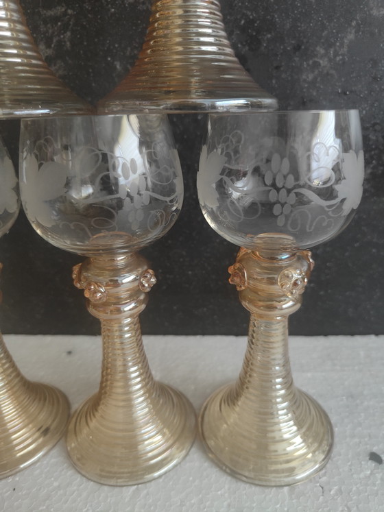 8 Copas de vino Fritz Heckert Hock, cristalería elegante, copa de vino alemana – Fritz Heckert Roemers (photo 4 of 10)