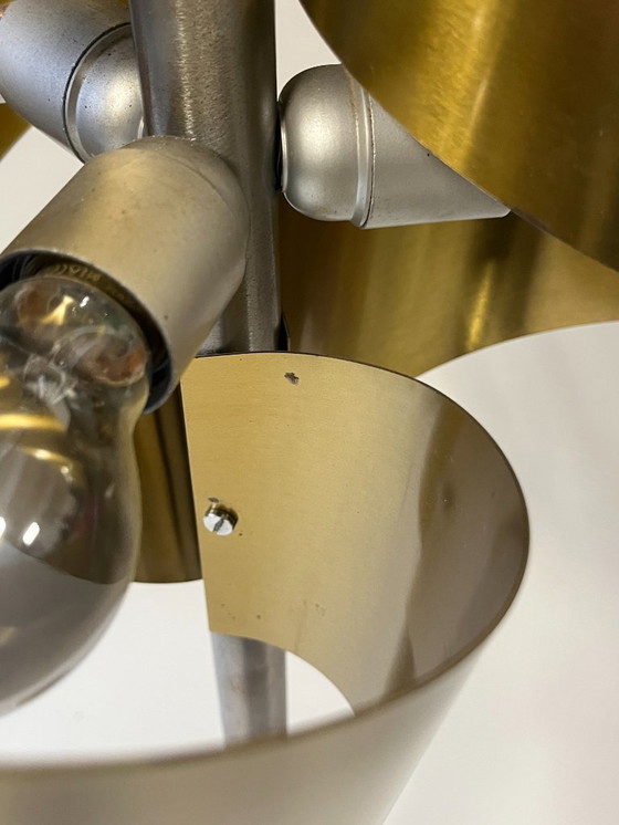 Image 1 of Italian Floor Lamp, Brushed Steel and Brass, 1970s