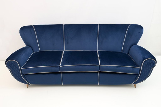Guglielmo Ulrich Art Deco Italian Velvet Sofa, 1940s