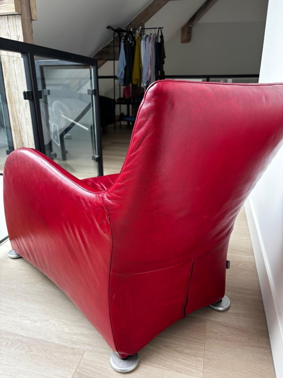 Image 1 of 2 montis leren loge stoelen. Zwart en rood. Mag ook apart verkocht