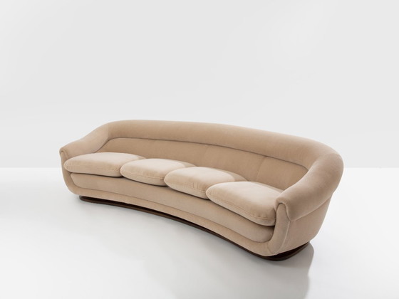 Image 1 of Isa Bergamo large Art Deco walnut mohair velvet sofa 1940s