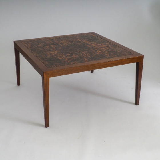 Image 1 of Mid-Century Modern salontafel van teakhout en koper van Severin Hansen