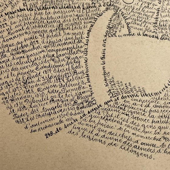 Portrait Calligramme Victor Hugo, Affiche Lithographique d'après M. Gaillard, Fin du XIXe siècle – Paper (photo 7 of 8)